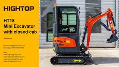 Hightop HT18 mini excavator with closed cab